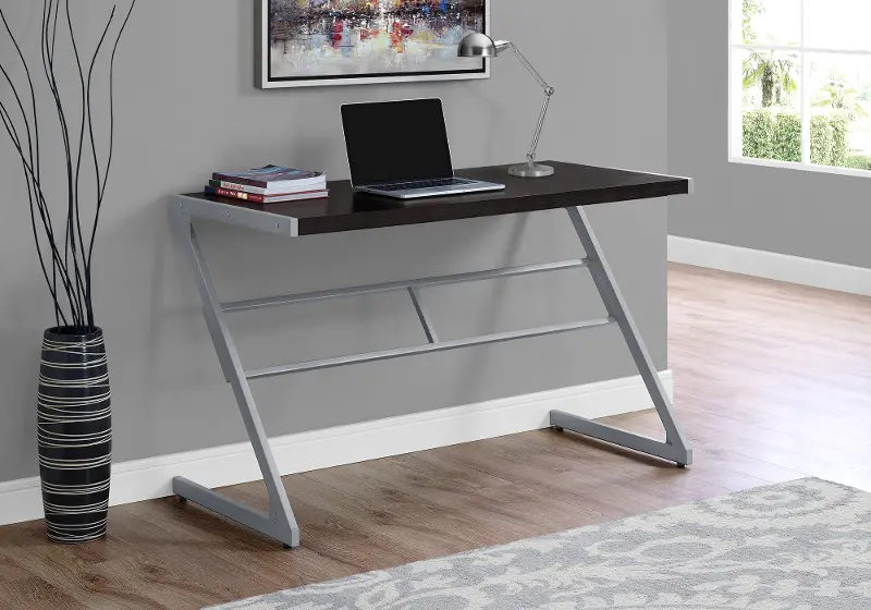 Brown and Silver Metal Writing Desk