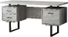 Gray Wood Grain Look and Metal Computer Desk