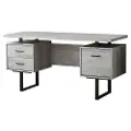 Gray Wood Grain Look and Metal Computer Desk