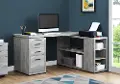 Gray Wood Grain Corner Computer Desk