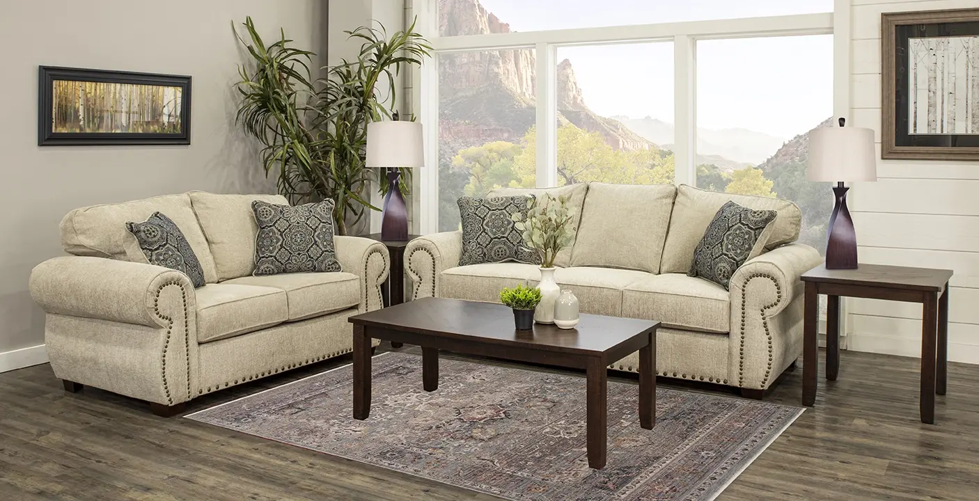 7PC/SPRT2/CANV/SLLTL Southport Brown 7 Piece Living Room Set with Sofa Bed-1