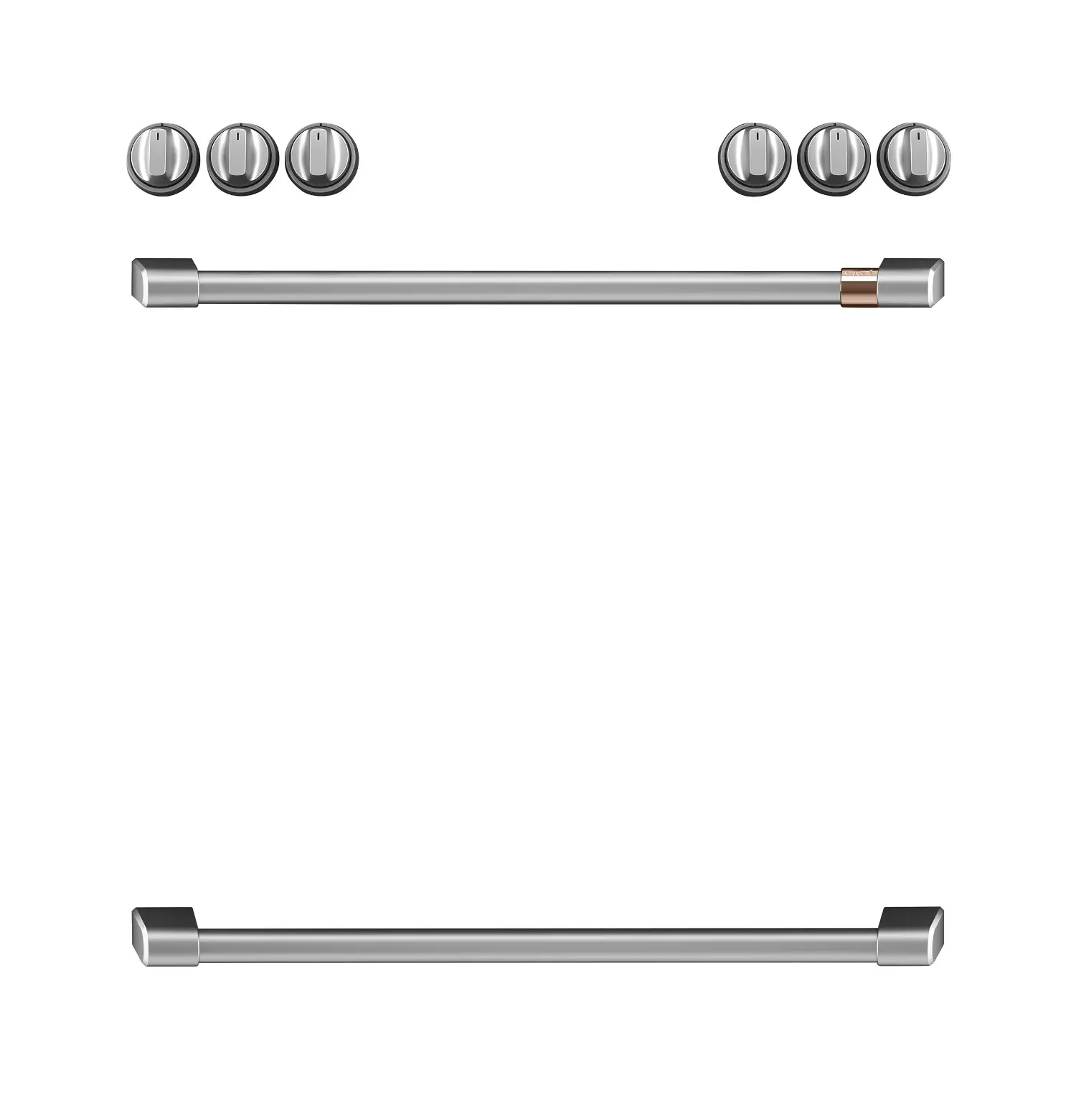 CXFCEHKPMSS Cafe Electric Range Accessory Kit with 2 Handles and 6 Knobs in Brushed Stainless Steel-1