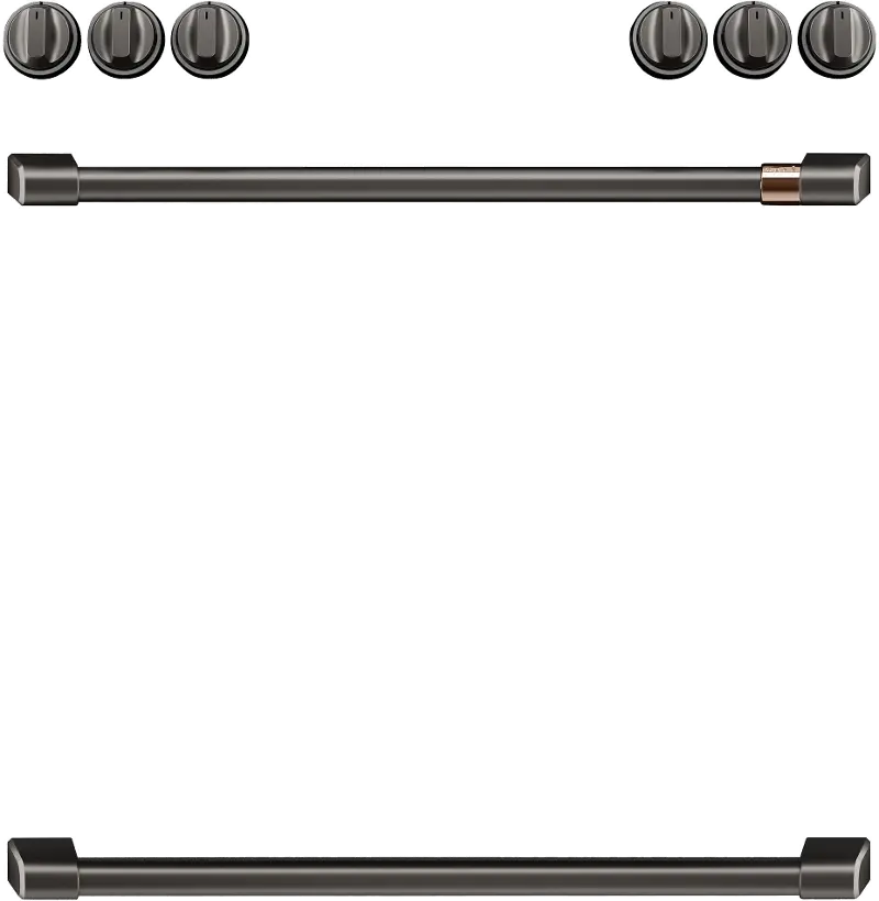 Café Electric Range Handle (2) and Knob Kit (6) in Brushed Black