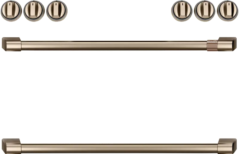 Café Electric Range Handle (2) and Knob Kit (6) in Brushed Bronze