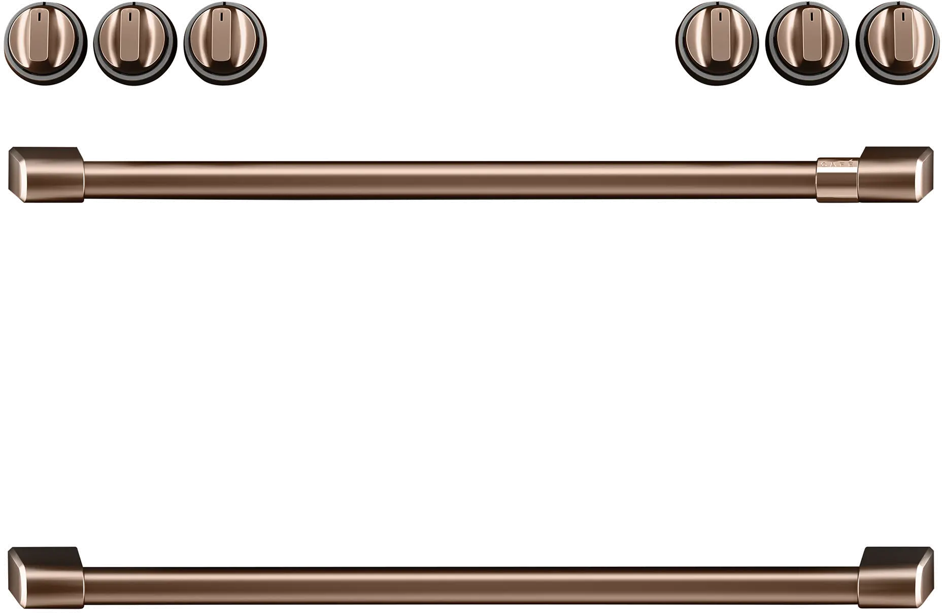 CXFCHHKPMCU Café Electric Range Handle (2) and Knob Kit (6) in Brushed Copper-1