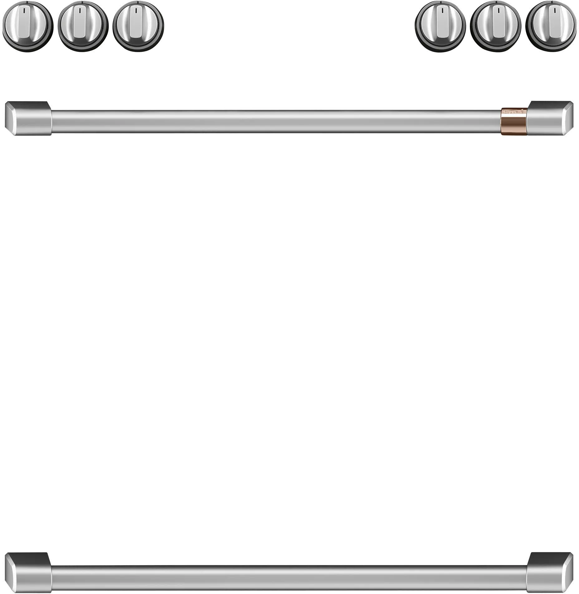CXFCHHKPMSS Cafe Electric Range Handle (2) and Knob Kit (6) in Brushed Stainless Steel-1