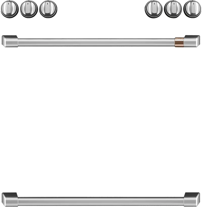 Cafe Electric Range Handle (2) and Knob Kit (6) in Brushed Stainless Steel