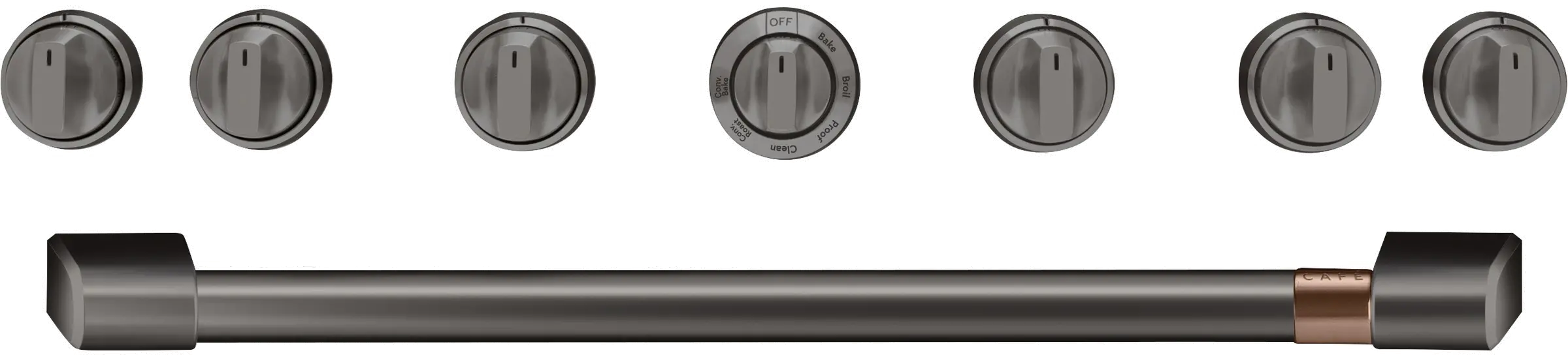 CXPR6HKPMBT Café Gas Range Handle and Knob Kit in Brushed Black-1