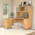 SET002MC Maple L Shaped Computer Desk with Hutch - Somerset