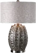 Ceramic Weave Pattern Table Lamp with Nickel Details