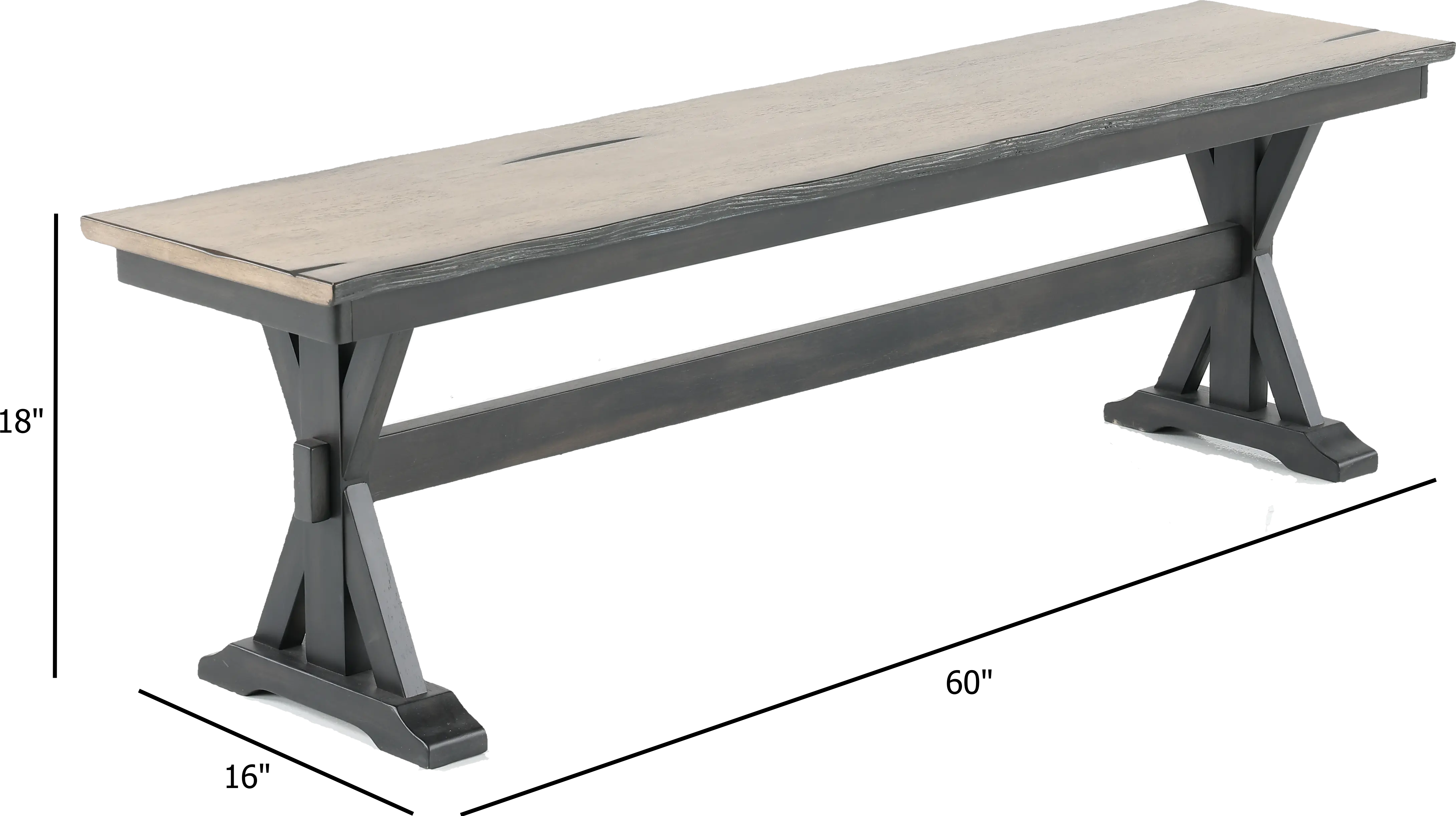 Orlando Sand and Black Dining Bench-5