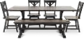 Orlando Farmhouse Sand and Black 6 Piece Dining Set with Bench