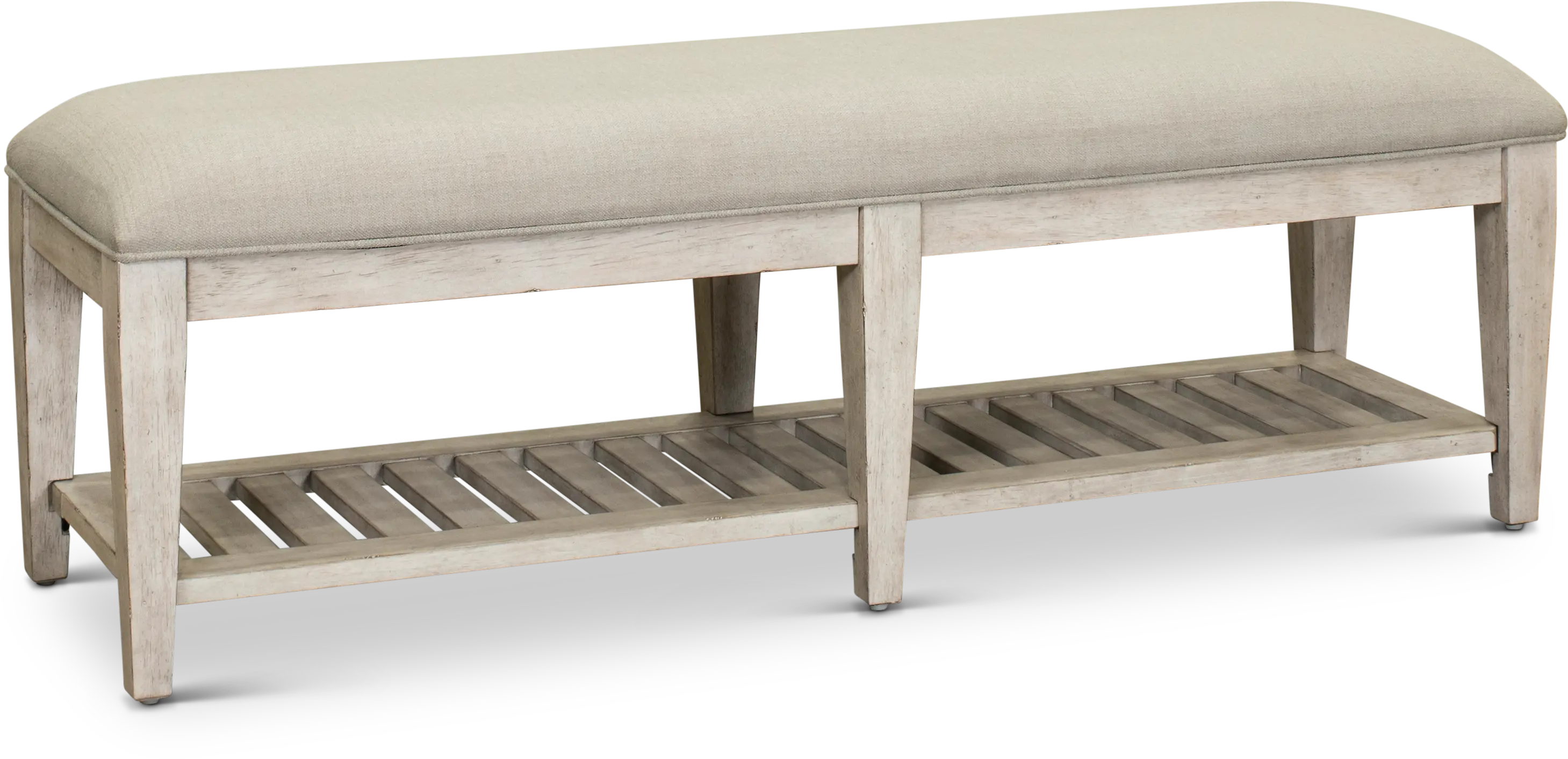 824-BR47 Heartland Antique White Upholstered Bed Bench-1
