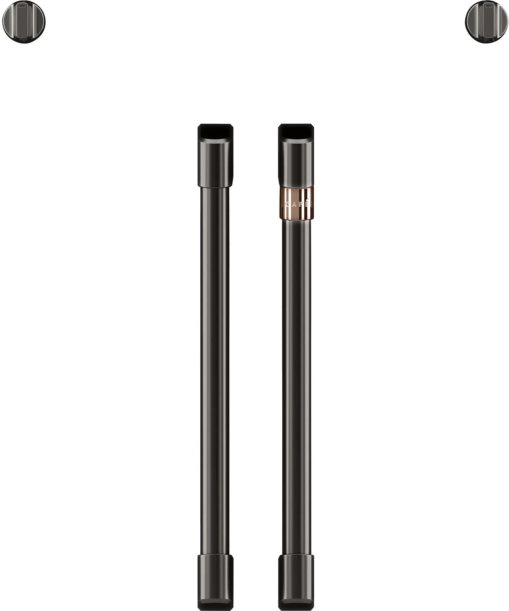 CXWSFHKPMBT Cafe Brushed Black Bar Handle and Knob Kit for French Door Single Wall Oven-1