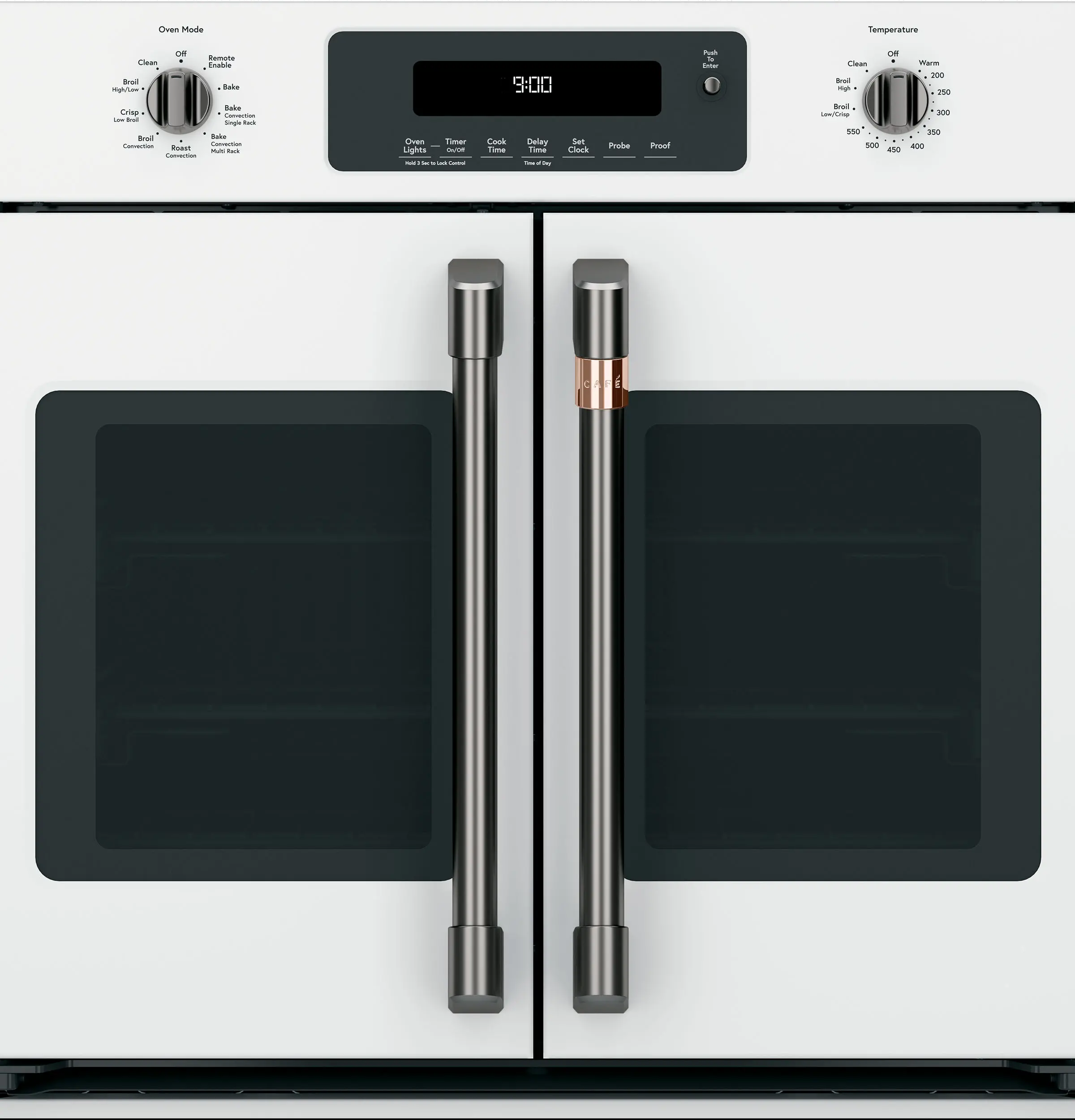 CXWSFHKPMBT Cafe Brushed Black Bar Handle and Knob Kit for French Door Single Wall Oven-3