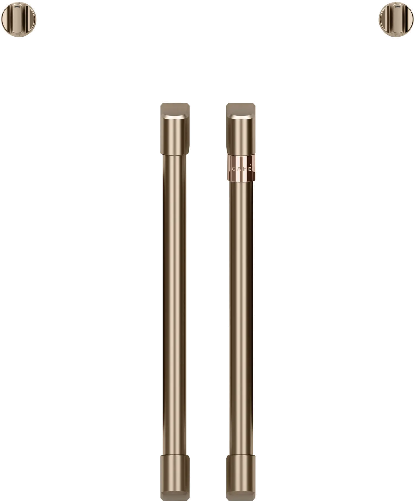 CXWSFHKPMBZ Cafe Brushed Bronze Bar Handle and Knob Kit for French Door Single Wall Oven-1