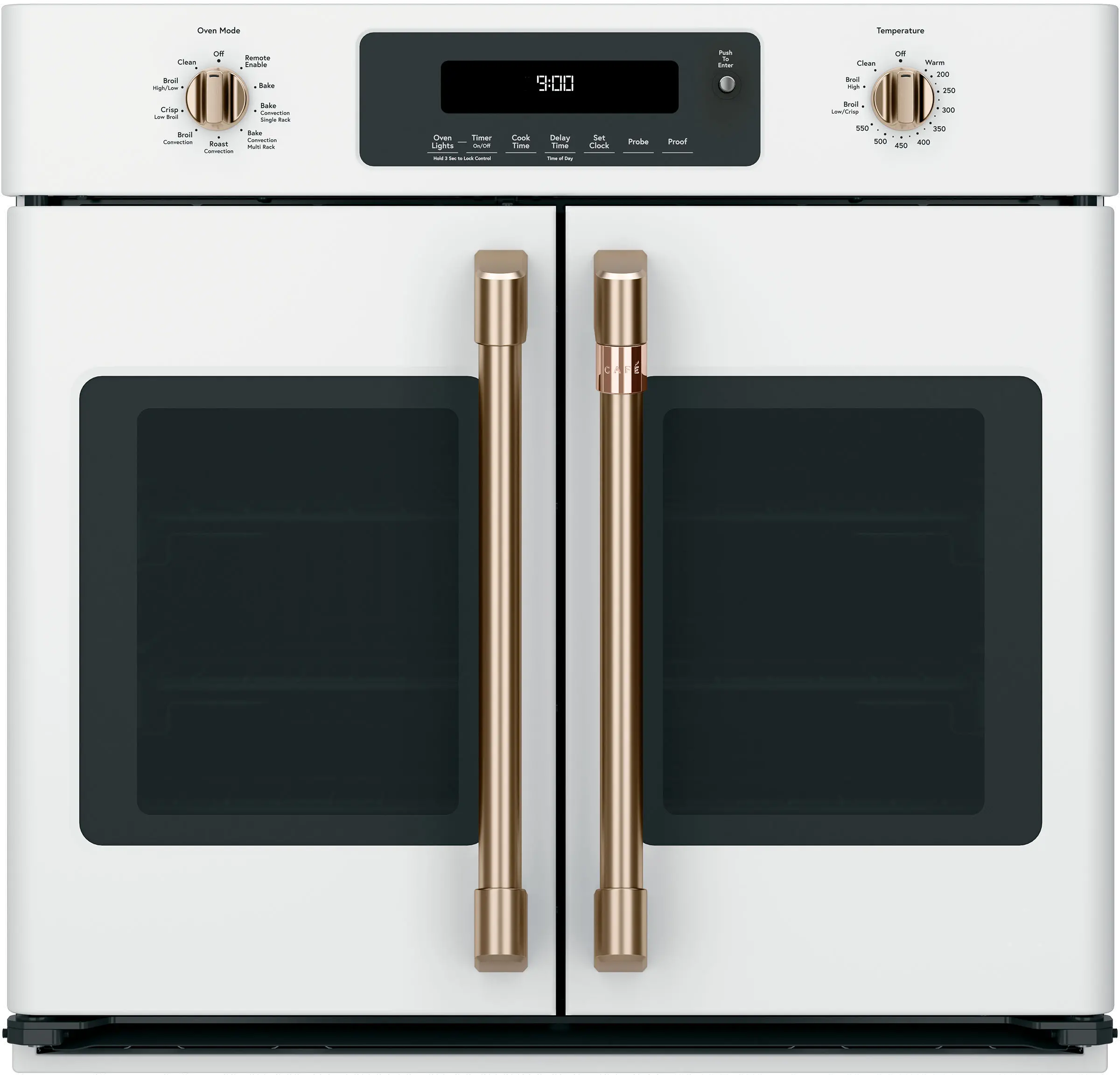 CXWSFHKPMBZ Cafe Brushed Bronze Bar Handle and Knob Kit for French Door Single Wall Oven-3