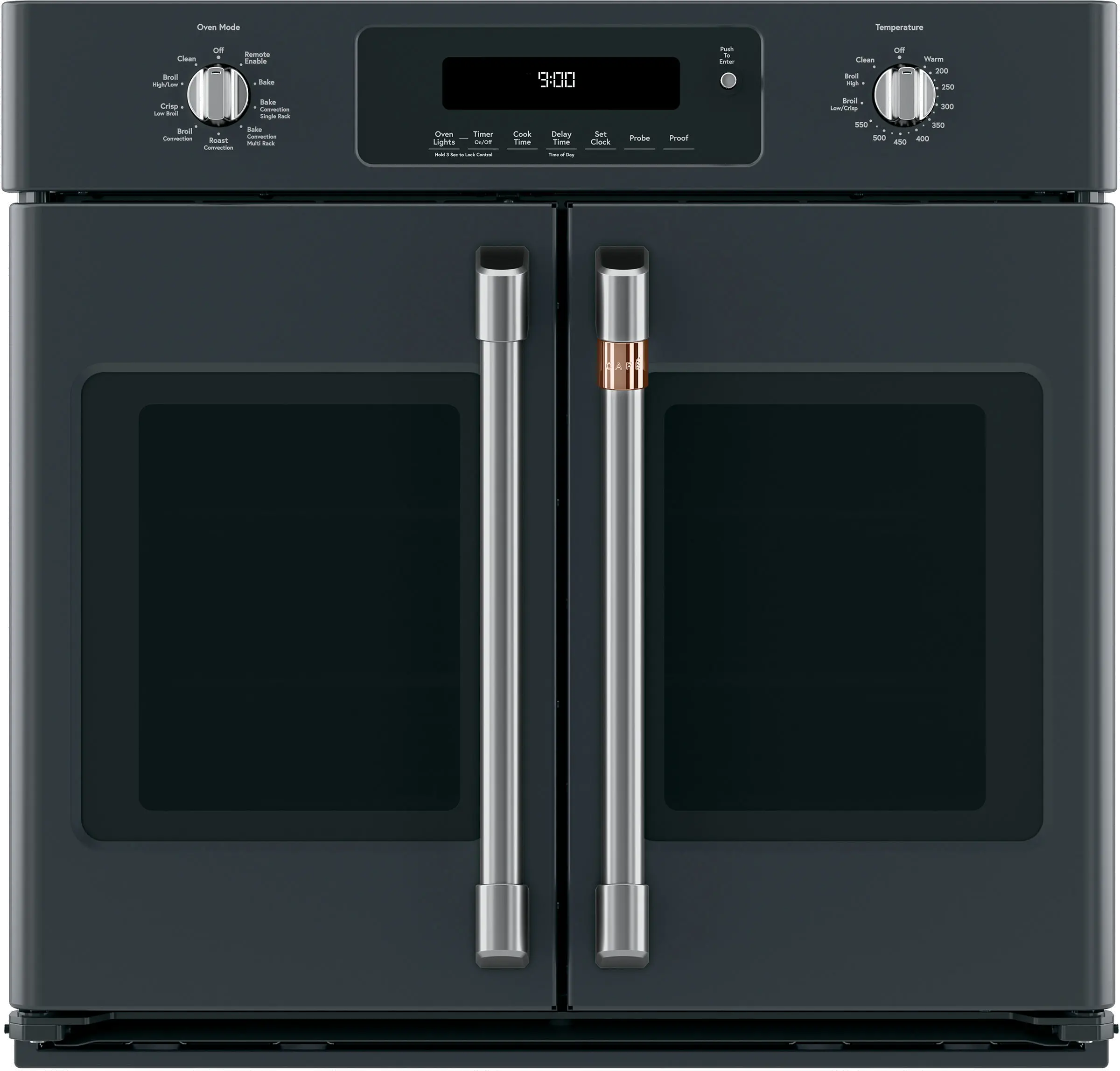 CXWSFHKPMSS Cafe Brushed Stainless Steel Bar Handle and Knob Kit for French Door Single Wall Oven-3