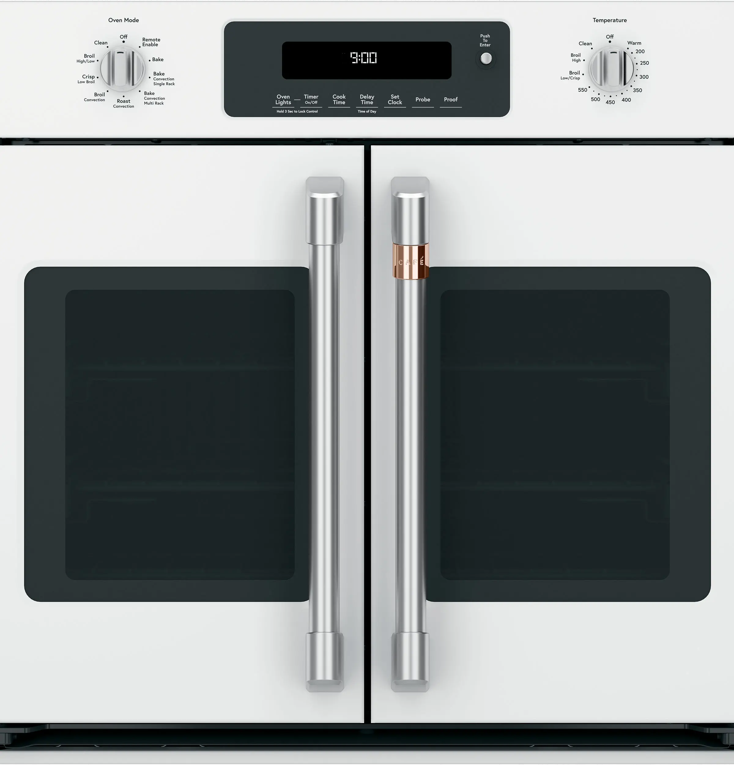CXWSFHKPMSS Cafe Brushed Stainless Steel Bar Handle and Knob Kit for French Door Single Wall Oven-2