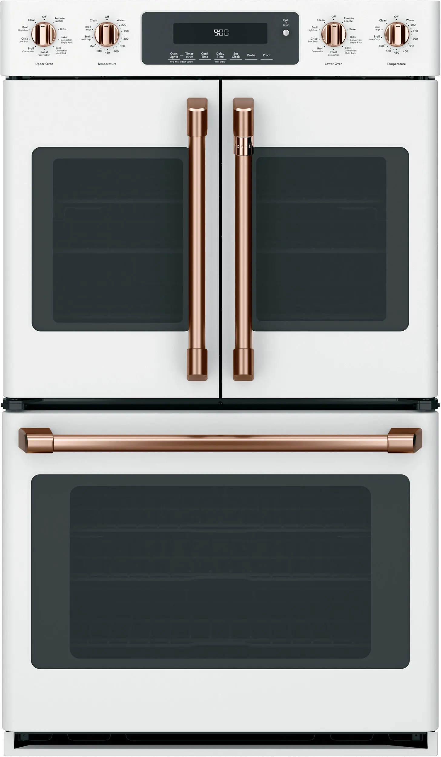 CXWDFHKPMCU Cafe Brushed Copper Bar Handle and Knob Kit for French Door Double Wall Oven-2