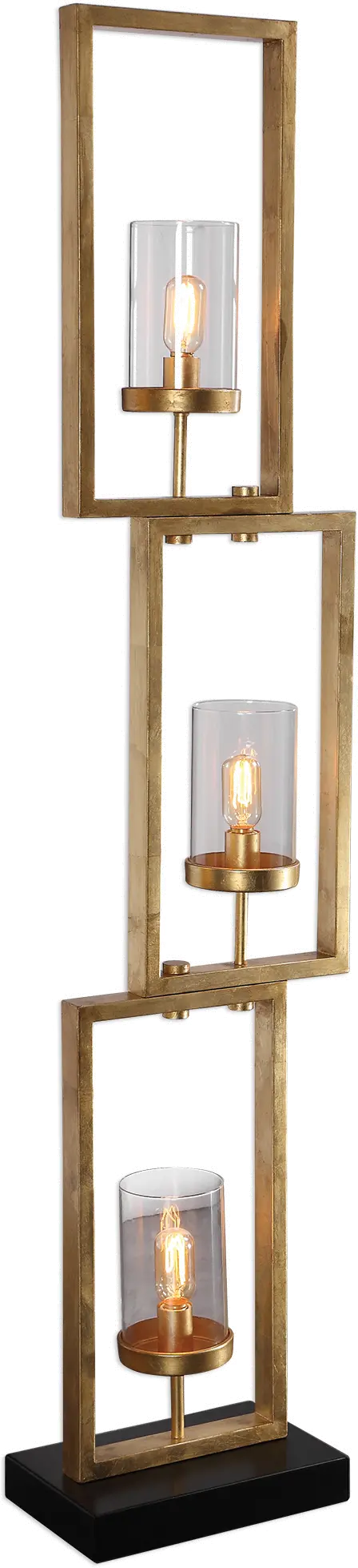 Antique Gold Staggered Steel Rectangles Floor Lamp-1