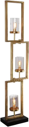 Antique Gold Staggered Steel Rectangles Floor Lamp