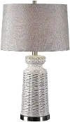 Distressed and Glossed White Glaze Ceramic Table Lamp
