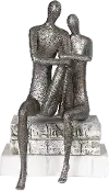 Antique Nickel Courtship Two Figurine Sculpture