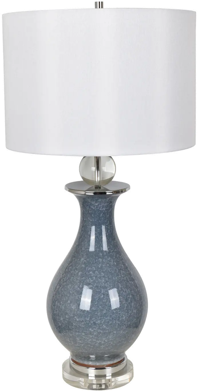 Crystal and Blue Crackle Ceramic Table Lamp-1