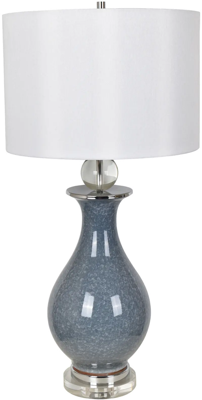 Crystal and Blue Crackle Ceramic Table Lamp