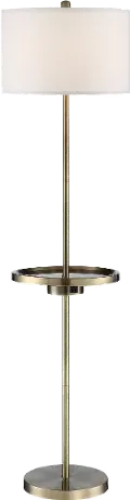 Antique Brass Floor Lamp with Tray, USB and Outlet