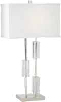 Polished Nickel Table Lamp with 3 Crystal Rectangles