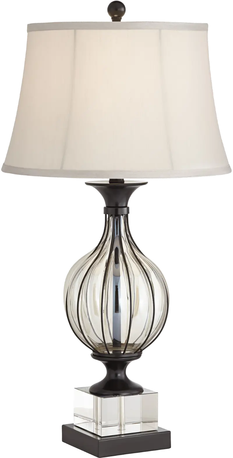 Black Bronze and Caged Clear Glass Table Lamp