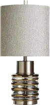 27 Inch Silver, Bronze and Glass Transitional Table Lamp