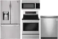 .LG-4PC-S/S-3DR-ELEC LG 4 Piece Electric Kitchen Appliance Package with Smart French Door Refrigerator - Stainless Steel