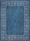 VND18148X10 Veranda 8 x 10 Border Indigo Blue Indoor-Outdoor Rug
