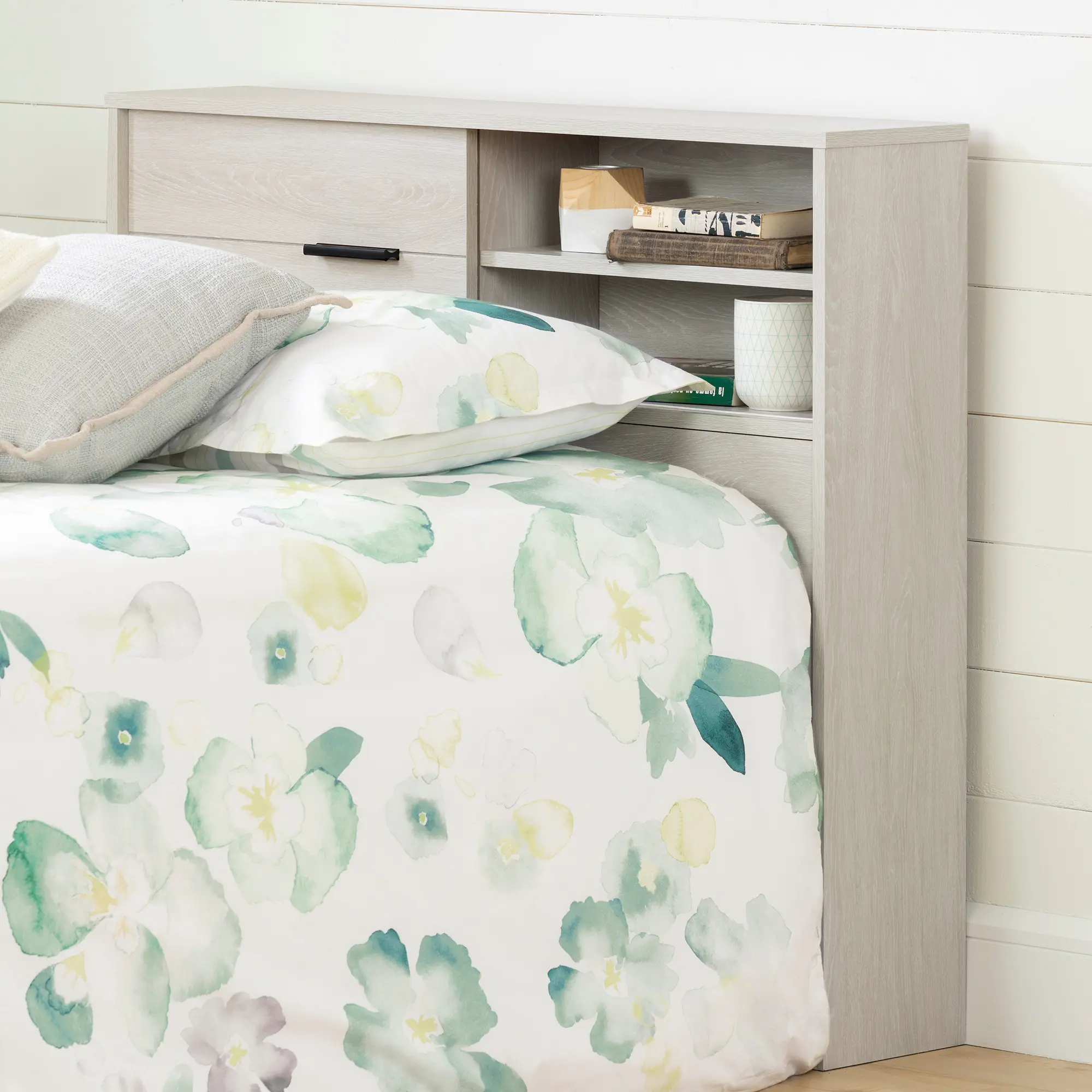 11948 Modern Light Gray Twin Storage Headboard-1