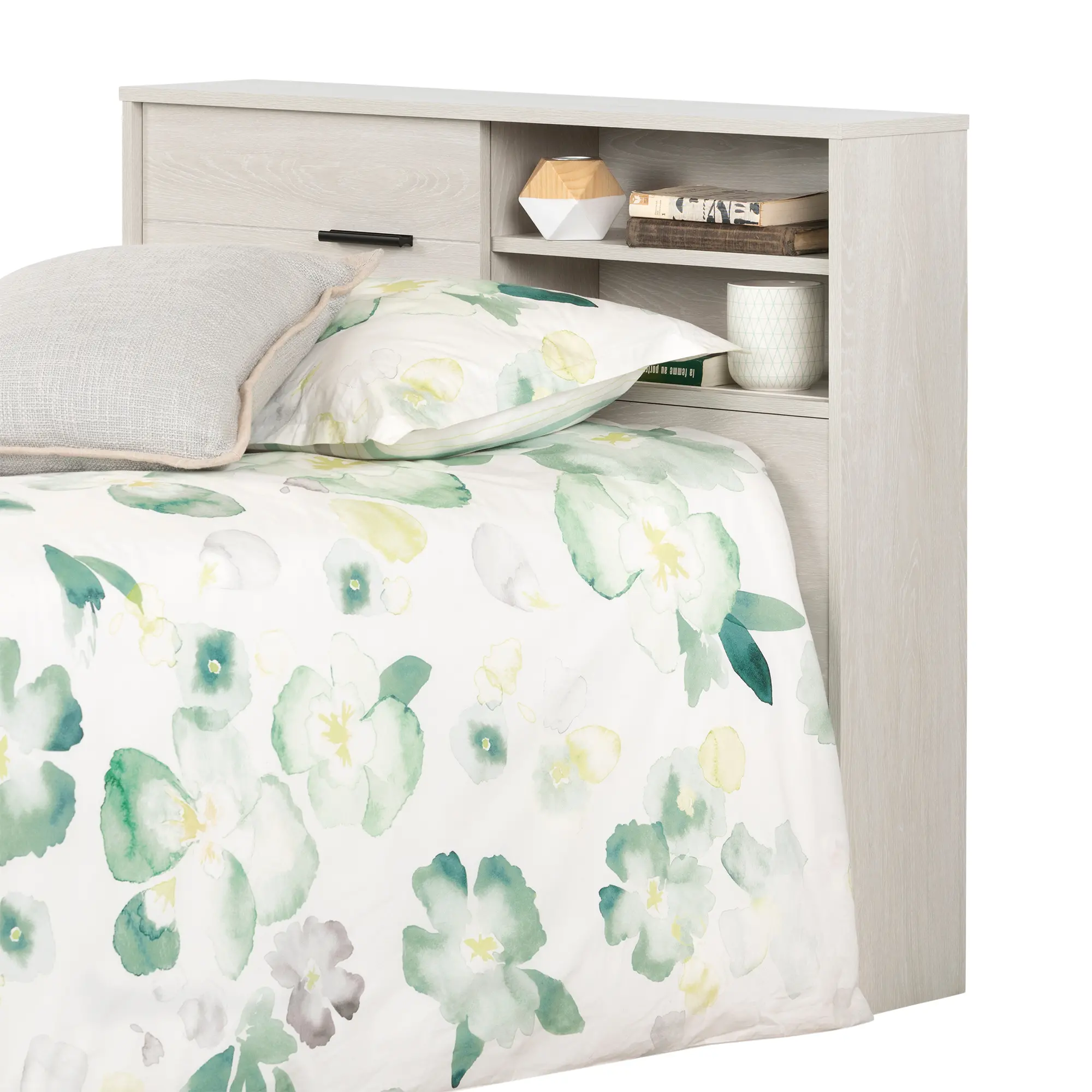 11948 Modern Light Gray Twin Storage Headboard-2