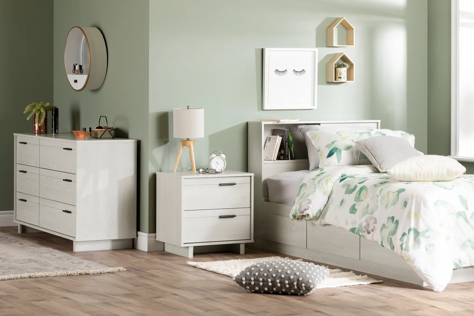 11948 Modern Light Gray Twin Storage Headboard-4
