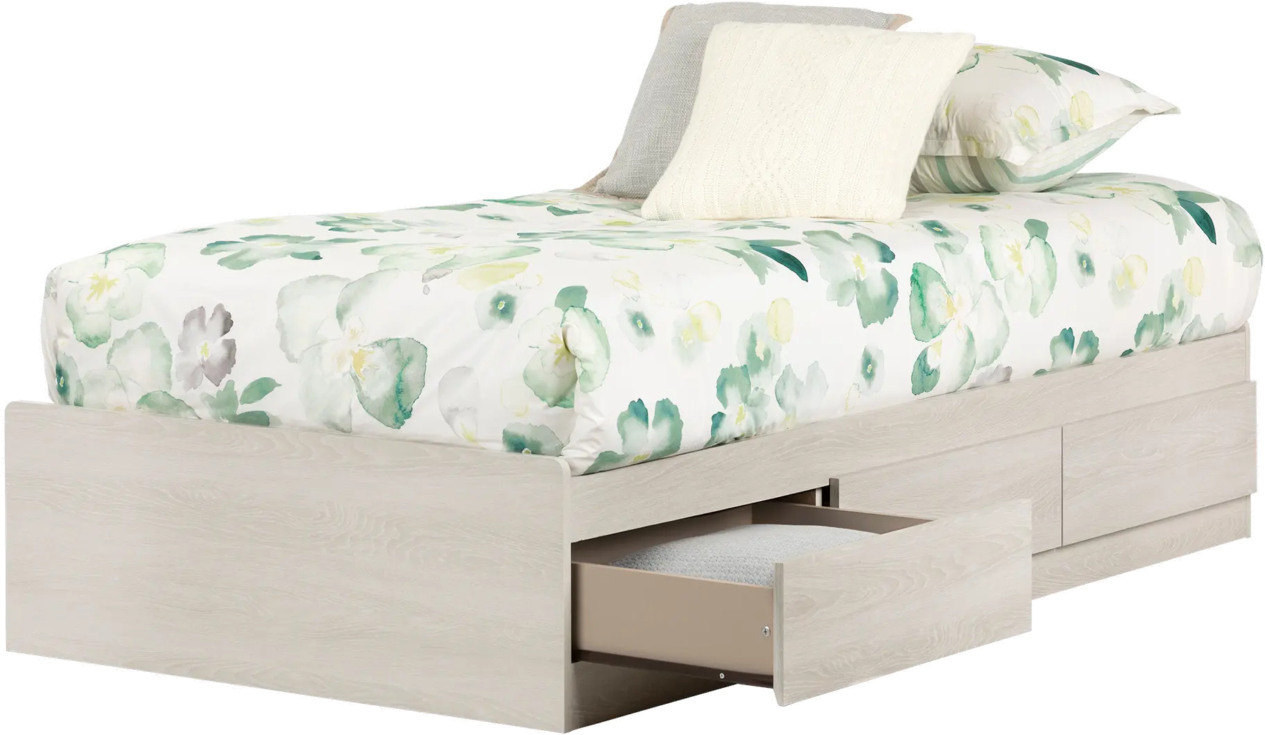 11953 Modern Light Gray Twin Storage Platform Bed - South Shore-1