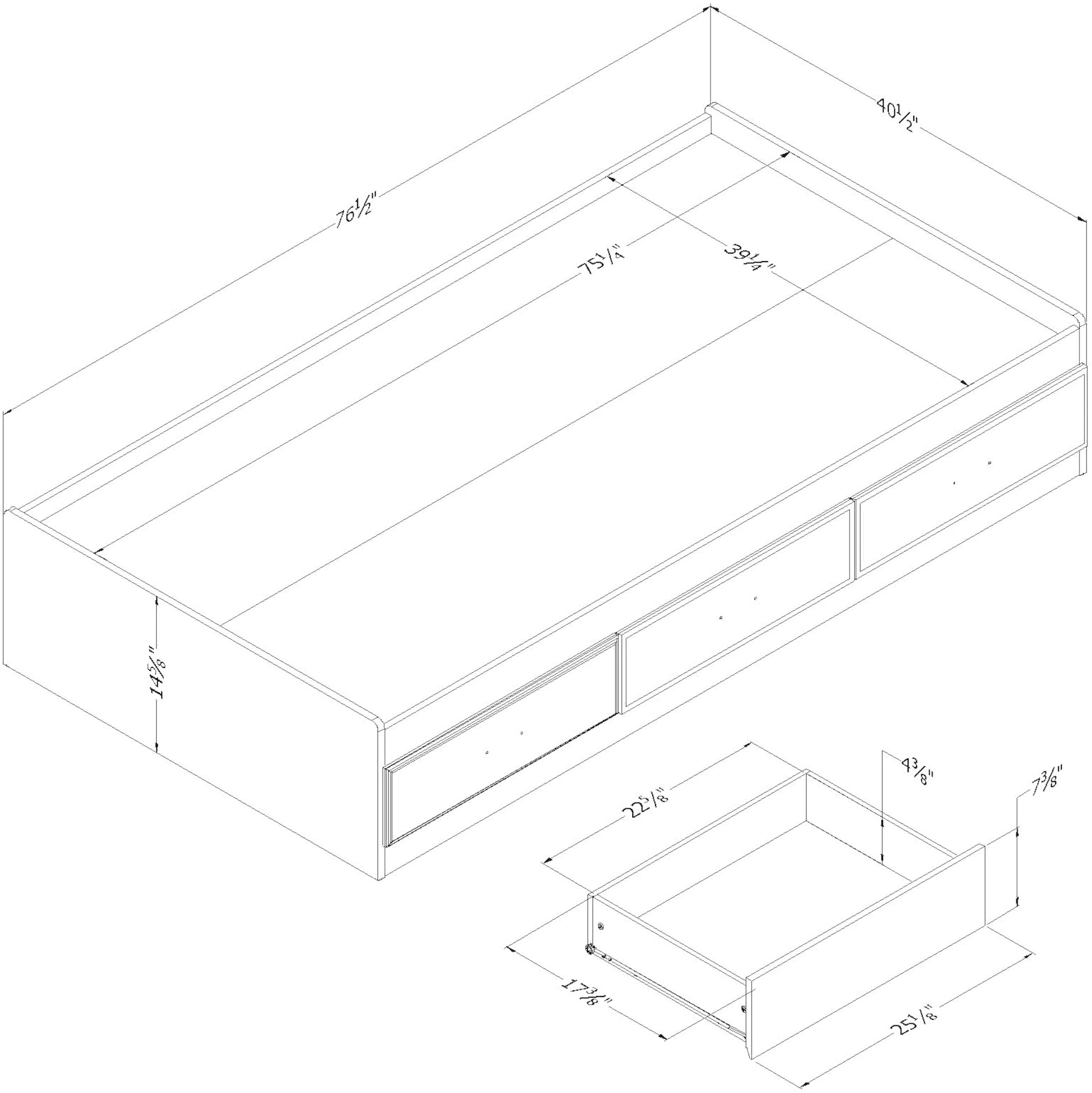 11953 Modern Light Gray Twin Storage Platform Bed - South Shore-6