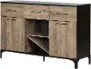 10710 Weathered Oak and Ebony Bar Cabinet