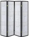 Aidan Black and Floral 4 Panel Transitional Folding Screen
