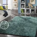 Shaggy Viscose 5 x 7 Marine Blue Shag Rug