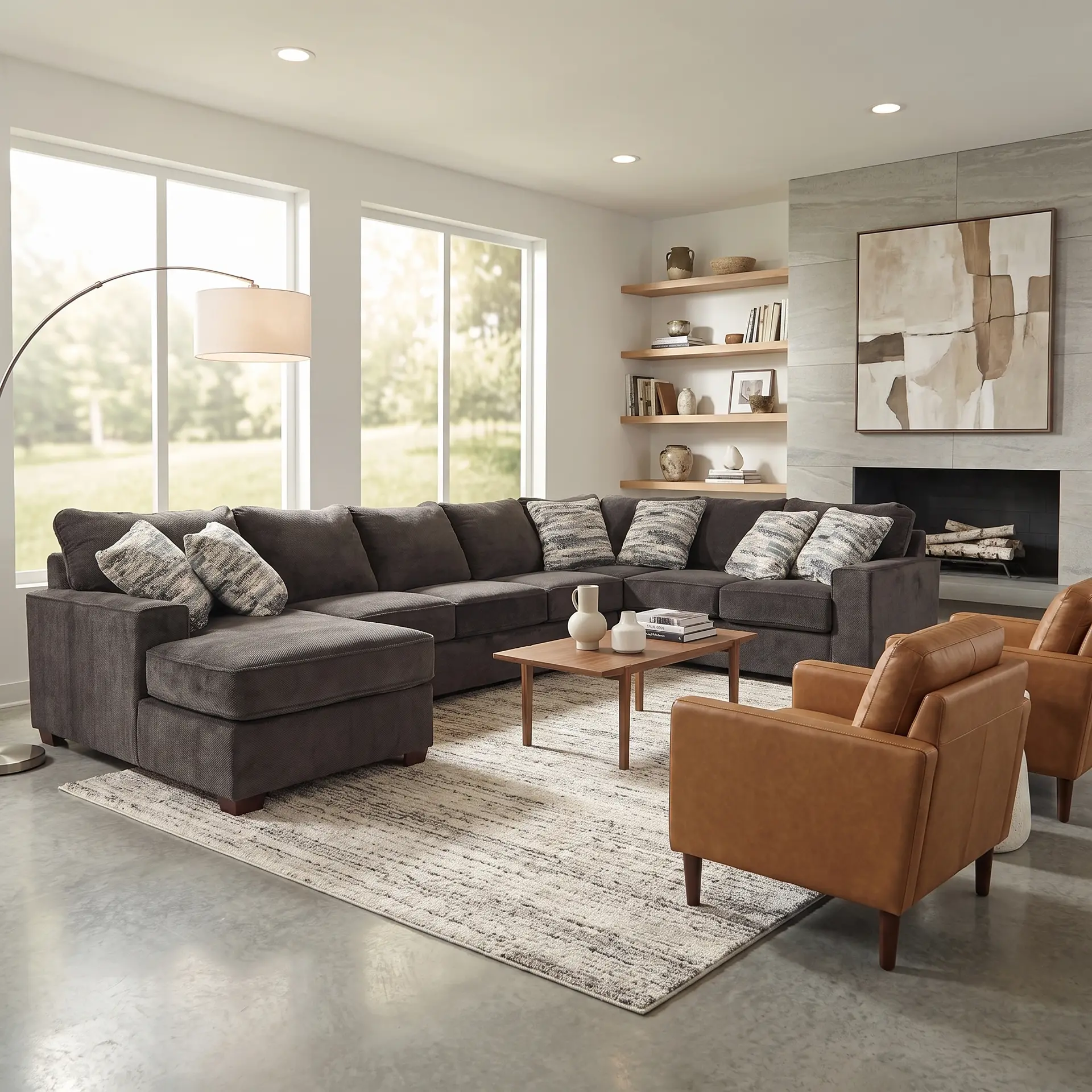 4PC/AUTUMN/STNG/OPT5 Autumn Dark Gray 4-Piece Sectional with Left-Facing Chaise-2