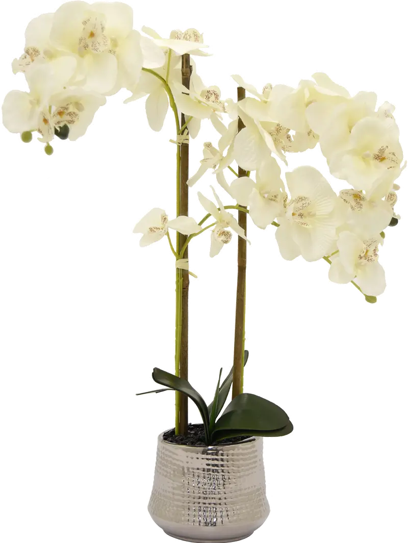 Faux Orchid Flower Pot Arrangement