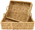 20 Inch Natural Finish Rectangular Tray with Handles