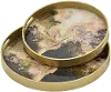 14  Coral Tones Round Glass Tray with Cut Out Handles