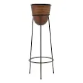39 Inch Bronze Metal Planter with Black Stand