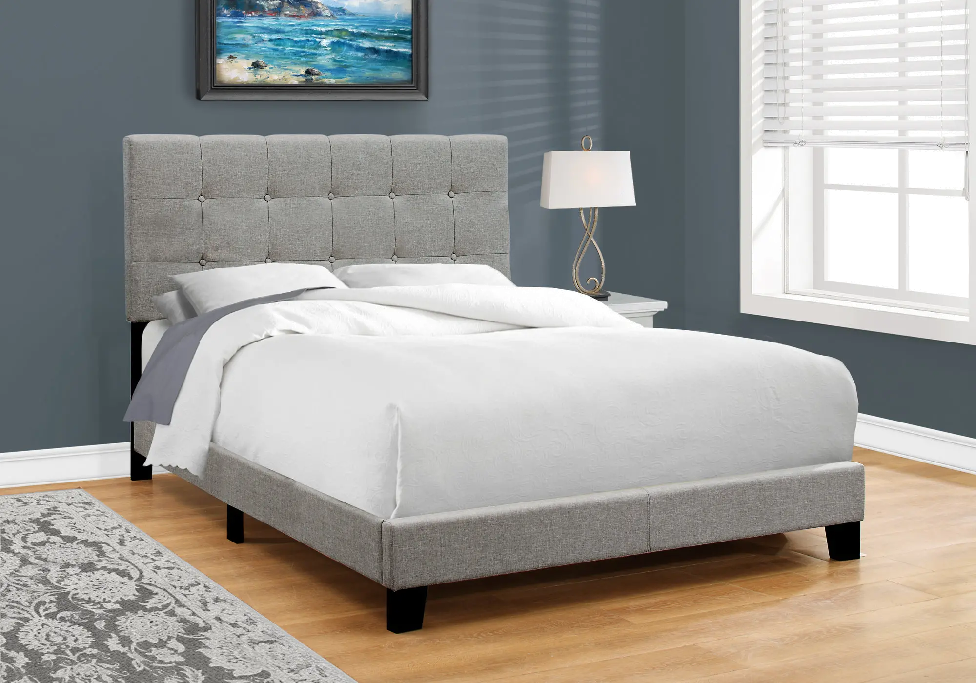 Contemporary Gray Full Upholstered Bed-2